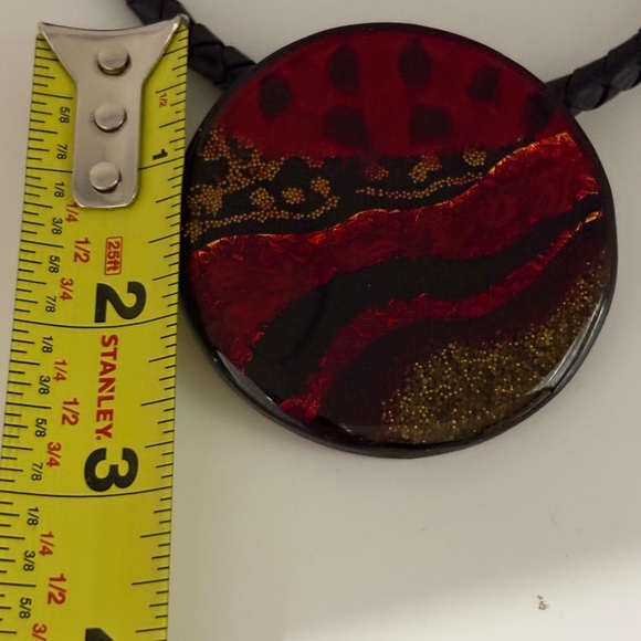 VTG Chico's Red and Gold Artistic Glass Pendant Statment  Necklace Chic - Picture 7 of 10
